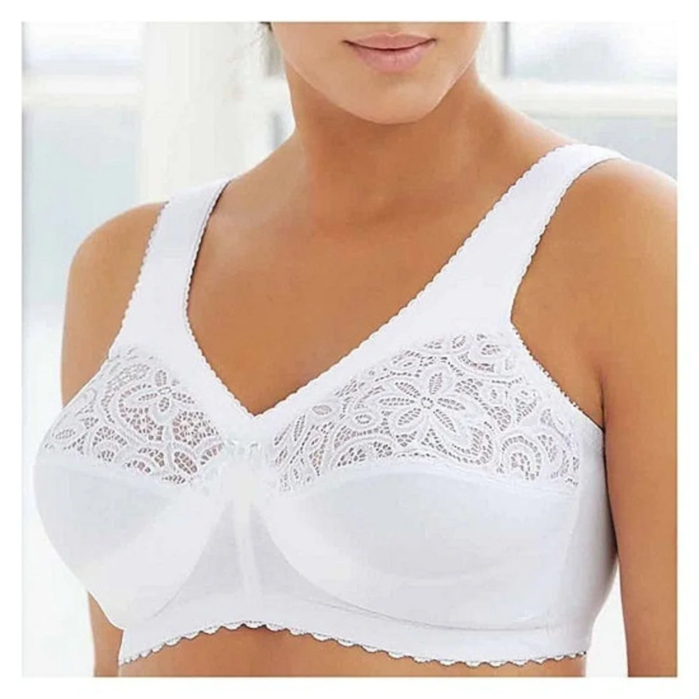 NWOT Glamorise 36C Magic Lift Cotton Full Fig Wireless Support Bra 1001 131299
